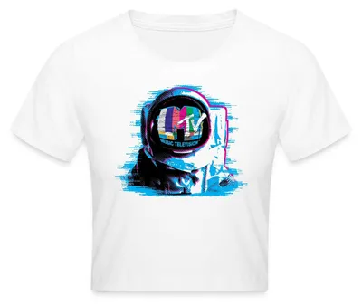 Produktbild von Spreadshirt MTV Astronaut Mit MTV-Logo Crop Top, M, Weiß