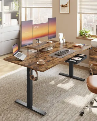 Produktbild von VASAGLE Höhenverstellbarer Schreibtisch, 160 cm, USB-C-Anschluss, Erinnerung bei langem Sitzen, flexibel montierbarer Monitorständer