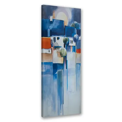 Produktbild von Leinwandbild Abstrakte Stadtmalerei 40x120 Feeby Blau bild für die wand bereit zum aufhängen