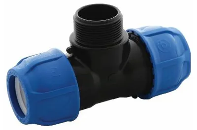 Produktbild von Poelsan PE Verschraubung T-Stück 63 mm x 1 1/2 Zoll AG