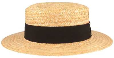 Produktbild von Strohhut 60/61 cm, beige, 100 % Stroh, 6 cm Krempe, schwarzes Ripsband, für Party