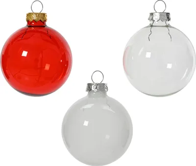 Produktbild von Weihnachtskugeln Glas 6cm 15 Stück -  Rot / Weiß transparent Mix