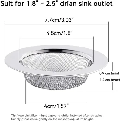 Abflussfilter für Dusche und Waschbecken - 2 Stück - Edelstahl - Ø 7,8 cm