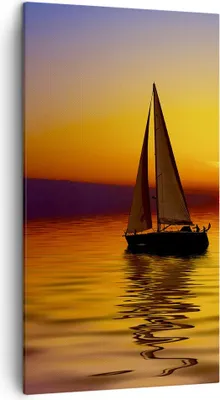 Produktbild von Bild auf Leinwand - Leinwandbild - Boot Sonnenuntergang Landschaft - 45x80cm - Wand Bild - Wanddeko - Leinwanddruck - Bilder - Kunstdruck - Wanddekoration - Leinwand bilder - Wandkunst - PA45x80-0106