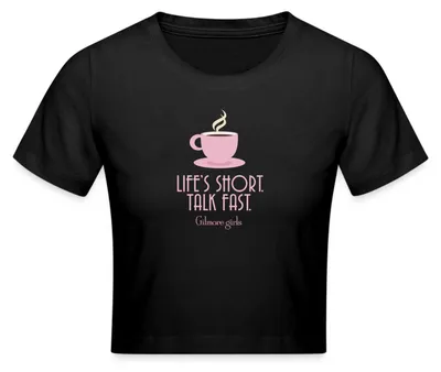 Produktbild von Spreadshirt Gilmore Girls Kaffeetasse & Spruch „Talk Fast“ Crop Top, XL, Schwarz