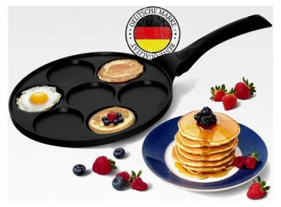 Produktbild von Ø26cm Pfanne für Pancakes Induktion 7-Lochpfanne Aluguss Bratpfanne