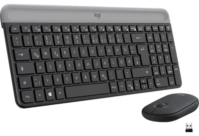 Produktbild von Logitech Slim MK470, Volle Größe (100%), Kabellos, RF Wireless, QWERTZ, Graphit, Maus enthalten