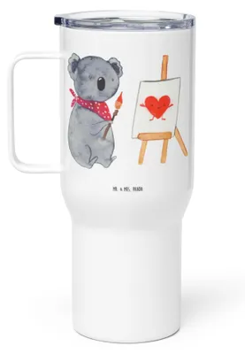 Produktbild von Mr. & Mrs. Panda Thermobecher Koala Künstler - Weiß - Geschenk, Kaffee-to-go-Becher, Zeichnen, Liebe, Liebesgeschenk, Großer, getränkebecher, Gefühle, Teetasse