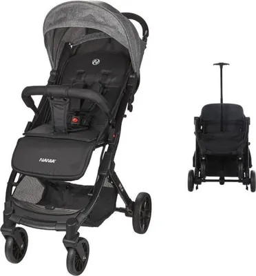 Produktbild von Kinderwagen Nania Myla Kompakt, Faltbarer Trolley, Flach Verstellbar, 0-22kg, Schwarz