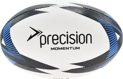 Produktbild von Precision Rugby Trainingsball Momentum weiß schwarz blau Größe 3