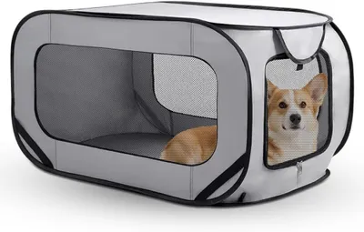 Image de Cage de transport pour chiens - Sac de voyage pour chats - Transport sûr - Pliable et compact - 94 x 53 x 53 cm - Gris