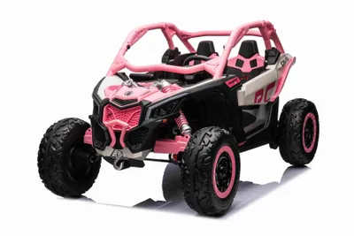 Produktbild von Elektro Kinderauto Can-am Maverick 24V, Rosa, Zweisitzer, Hinterradfederung, 2,4-GHz-Fernbedienung, Tragbarer Lithium-Akku, 4 x 200-W-Motoren, EVA-Räder, verstellbarer Fahrersitz, MP3-Player mit USB/SD-Eingang, lizenziert
