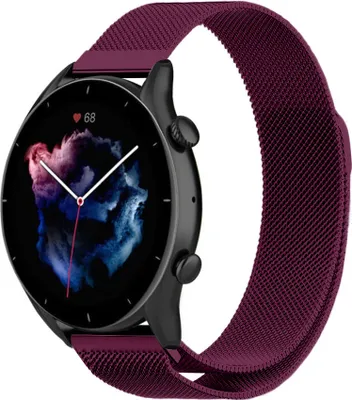 Produktbild von Strap-it Milanese Armband - Kompatibel mit Amazfit GTR 3 (Pro) Armband Ersatzarmband Edelstahl - Armband mit Magnetverschluss - Hochwertiges Material - für Smartwatch 22mm Armband Lila