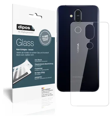 Produktbild von 2x Schutzfolie für Nokia 8.1 Rückseite - Anti-Shock 9H Folie dipos Glass