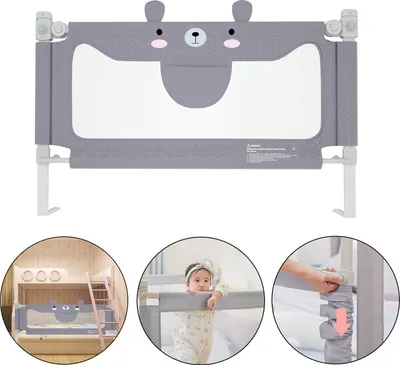 Produktbild von UISEBRT 150 cm zábrana na postieľku, Little Bear , vertikálna zábrana na zdvihnutie postele, bezpečnostná zábrana na posteľ, zábrana proti pádu pre batoľatá, dojčatá a deti