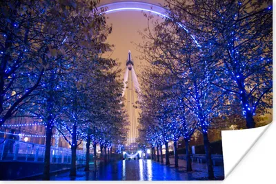 Produktbild von MuchoWow® Poster Das bunte London Eye zwischen den Bäumen in London 90x60 cm - Schlafzimmer