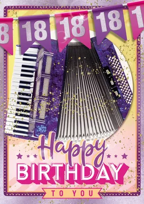 Produktbild von bentino Geburtstagskarte XL mit AKKORDEON-Funktion! Mit der Grußkarte\Happy Birthday\" spielen, Glückwunschkarte aus der Serie\"Great Cards\", DIN A4 Set mit Umschlag, 18. Geburtstag"