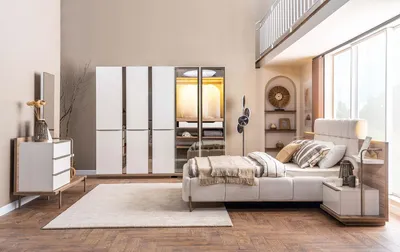 Produktbild von s Schlafzimmer Set Polsterbett Kleiderschrank Edler Schminktisch