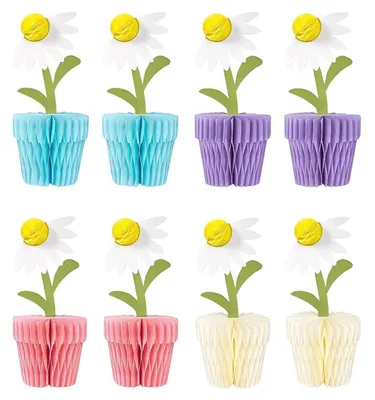 Obrázok produktu pre Dekorácie na stôl Waben, motívy margarétok, 8 kusov, papier, farby: fialová, ružová, svetlomodrá, biela