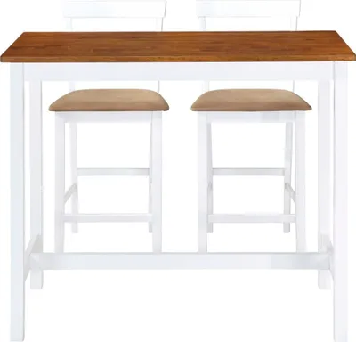 Image de vidaXL Table de bar avec chaises 3 pièces en bois massif brun et blanc
