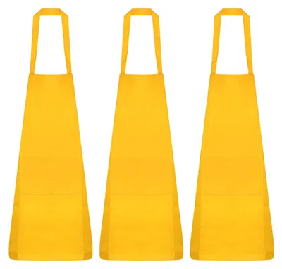 3er-Set Küchenschürzen 75x65 cm Polyester, Gelb, 2 Taschen