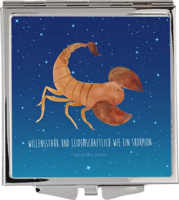 Produktbild von Mr. & Mrs. Panda Mini Spiegel Sternzeichen Skorpion - Sternenhimmel Blau - Geschenk, Skorpione, Geburtstag Oktober, Kleiner, November, Kosmetikspiegel, Schminkspiegel