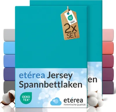 Produktbild von etérea Spannbettlaken Jersey 2 Stück - 90x200 cm - Bettlaken - 100 % Baumwolle - Natur
