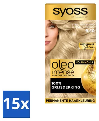 Produktbild von 15 x Syoss Oleo Intense 9-10 Haarverf - Strahlendes Blond - Ohne Ammoniak - Vorteilspackung - 15 Stücke