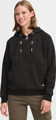 Produktbild von OXMO OXAndrea Damen Kapuzensweatjacke Sweater Pullover mit Kapuze Kordelzug Eingrifftaschen Rippbündchen Regular fit