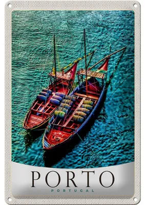 Produktbild von Blechschild Reise 20x30cm Porto Portugal Europa Boote Meer