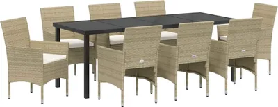 Produktbild von vidaXL Garten Essgruppe 9 stk. Beige Poly-Rattan
