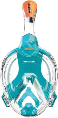 Produktbild von Snorkelmaske für Erwachsene und Kinder ab 6 Jahren, , hypoallergen, Aquamarijn/Orange