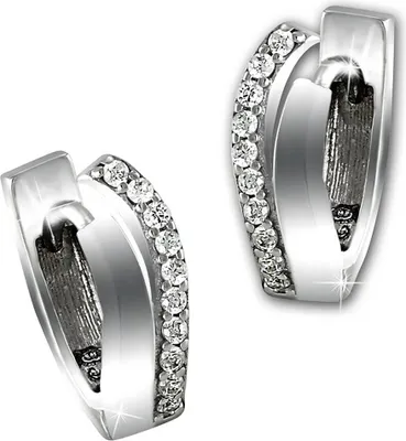 Image de SilberDream Boucles d'oreilles Femme double vague zirconium créoles 925 argent bijoux de marque de haute qualité idéal comme idée de cadeau pour anniversaire mariage D2SDO4322W