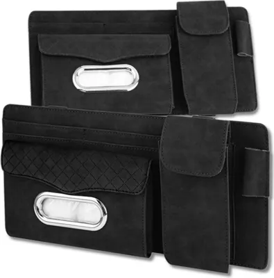 Immagine prodotto di EDIBAZZAR | Organizzatore per alette parasole auto, pelle nera