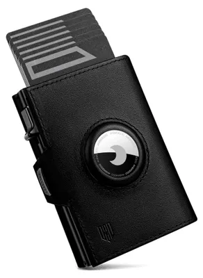 Produktbild von Airtag Wallet | Herren Geldbörse | Wallets for Men | RFID kartenetui | Smart Wallet | Slim Wallet mit Münzfach | Pop-up-Kartenetui aus Aluminium | 8-10 Karten | Schwarz