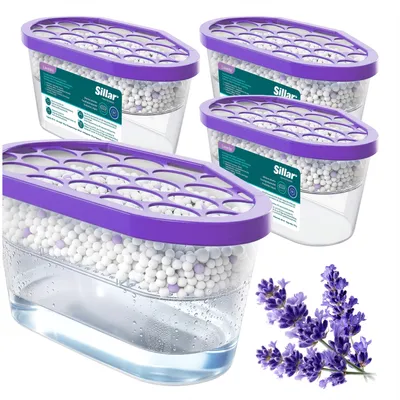 Immagine prodotto di Deumidificatore Sillar da 400 ml, profumo di lavanda, confezione da 4 – Assorbitore di umidità per bagno e armadio