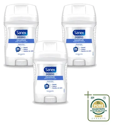 Zdjęcie produktu dla 3 sztuki dezodorantu w sztyfcie Sanex Maximum Protection - 50 ml - zestaw ekonomiczny