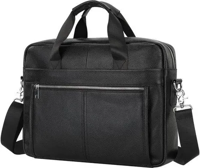 Produktbild von Herren-Laptop-Tas in Schwarz - 100% echter Leder - 15 Zoll - Schultertas