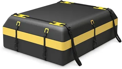 Productafbeelding van 600L Autodakbox, waterdichte bagagebox voor voertuigen met of zonder dakdrager, opvouwbare dakbox met antislipmat, 6 deuropeningen, slot en draagtas, geschikt voor bestelwagens en SUV's
