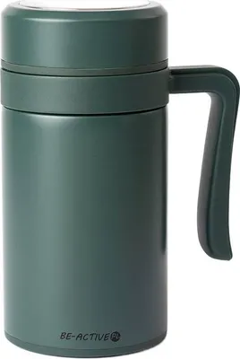 Produktbild von Thermobecher Mit Henkel aus Edelstahl 450 ml Becher für Kaffee und Tee unterwegs Grün