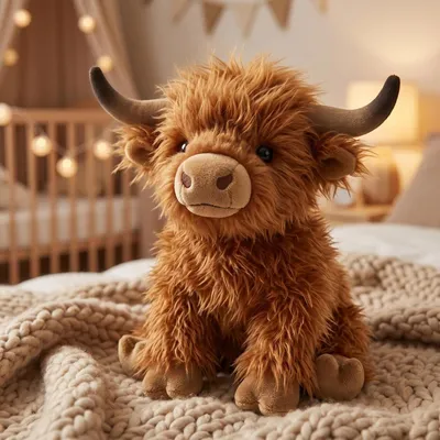 Produktbild von Hochlandkuh Kuscheltier 25cm Plüschtier Stier Tierpuppe Kinder Geschenk Mädchen Jungen weiches Plüsch