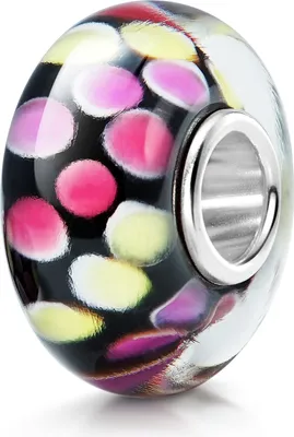 Produktbild von MATERIA by Matthias Wagner Glas Bead schwarz bunt gepunktet für Beads Armband 1426