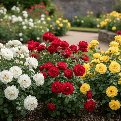 Zdjęcie produktu dla Kolekcja róż Rosen: żółta, czerwona, biała - 3 rośliny - byliny, odporne na mróz, wieloletnie - pachnące, prawdziwe róże z Holandii - do ogrodu i rabat. (bez nasion, nie sztuczne)