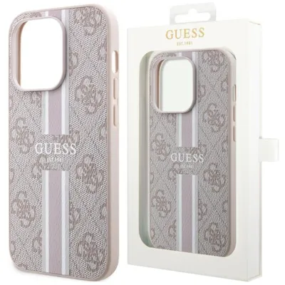Produktbild von Guess GUHMP13LP4RPSP iPhone 13 Pro / 13 6,1  rosa/rosa Hartschale 4G bedruckte Streifen MagSafe Handyhülle