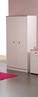 Image de Armoire Smoozy 90 cm 2 portes - blanc/rose ou blanc/bleu