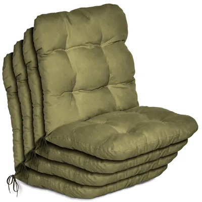 Productafbeelding van Beautissu set van 4 lage rugleuningkussens, model Flair NL, afmetingen 100x50x8 cm, olijfgroen