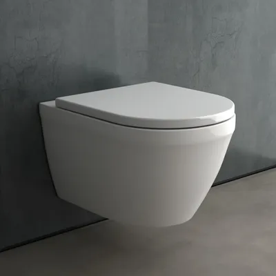 Produktbild von Alpenberger Toilette Spülrandlos | Wand WC mit Nano | Toilettendeckel mit Absenkautomatik | Hänge WC für Badezimmer | Moderne Gäste WC Toiletten | Tiefspüler Passend Geberit (Almeira 8200 S)