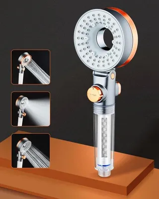 Produktbild von Famanu Duschkopf mit Filter, wassersparend, Hochdruck-Duschkopf, 3 Strahlarten, Regendusche