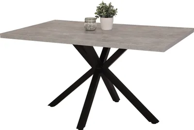 Produktbild von Vierfußtisch Cleo, Nachbildung Betonoptik, Melaminbeschichtung, Metall-Stern-Gestell, 140x90 cm
