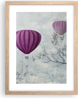 Produktbild von Gerahmtes Poster - Rahmen in heller Eiche - Ballon Baum Flug - 30x40 cm - Wand Bild - Wanddeko - Wandbilder - Kunstposter - Wandposter - Bilderrahmen - Bilder - Kunstdruck - Wandbild - P2NPA30x40-3581
